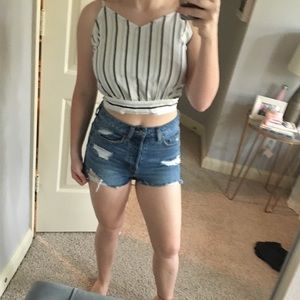 Shein Cropped Tie Back Top